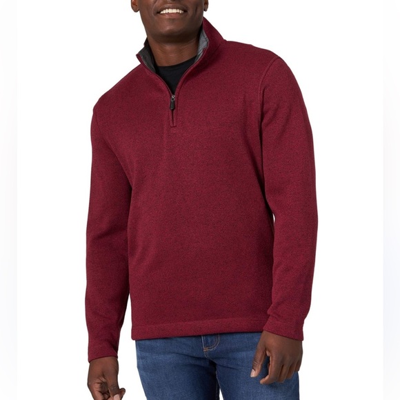 Wrangler Authentics  Men's Long Sleeve Fleece Quarter-Zip Sweater - Picture 1 of 4